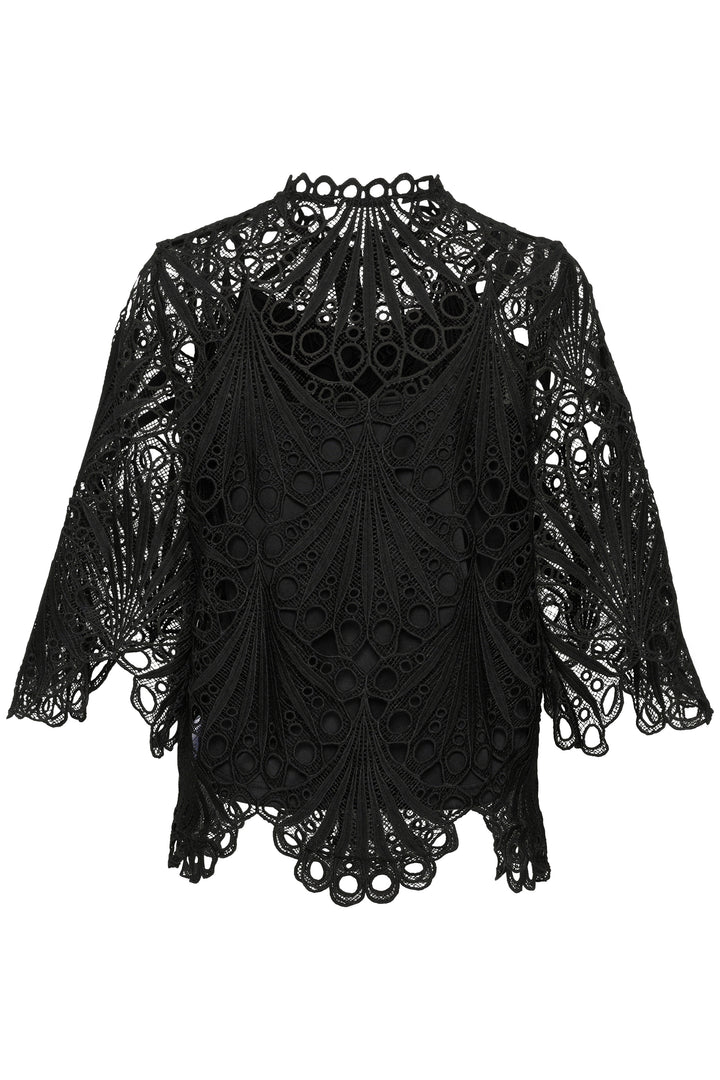 CREAM CRLhilla Lace Blouse Pitch Black