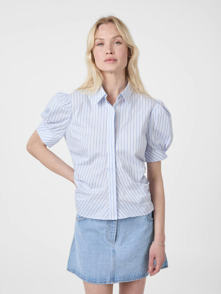 NEO NOIR Frannie Stripe Shirt White/Light Blue