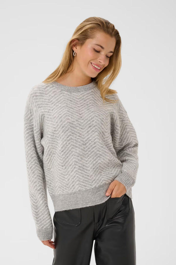 KAFFE KAbitzy Pullover Grey M./Chalk Zig