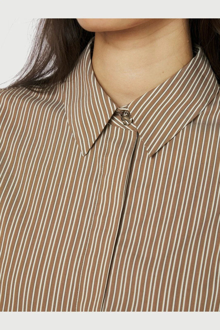 NEO NOIR Ritta Stripe Shirt Light Brown