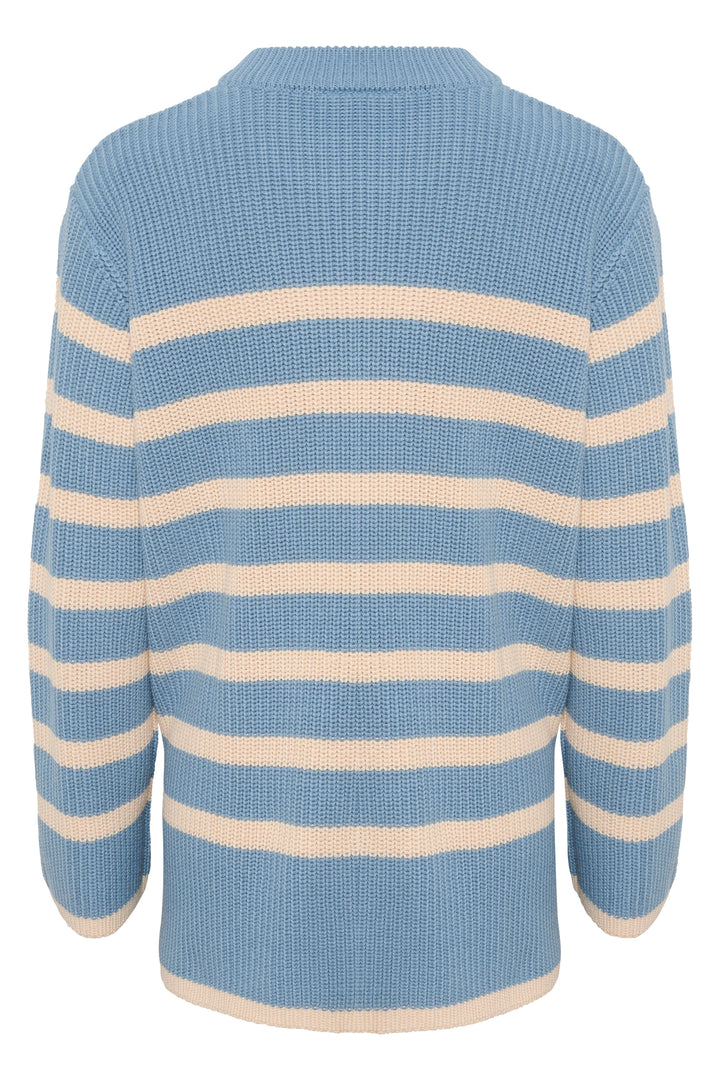 KAFFE KAcilla Knit Pullover Faded Denim/Sand Stripe