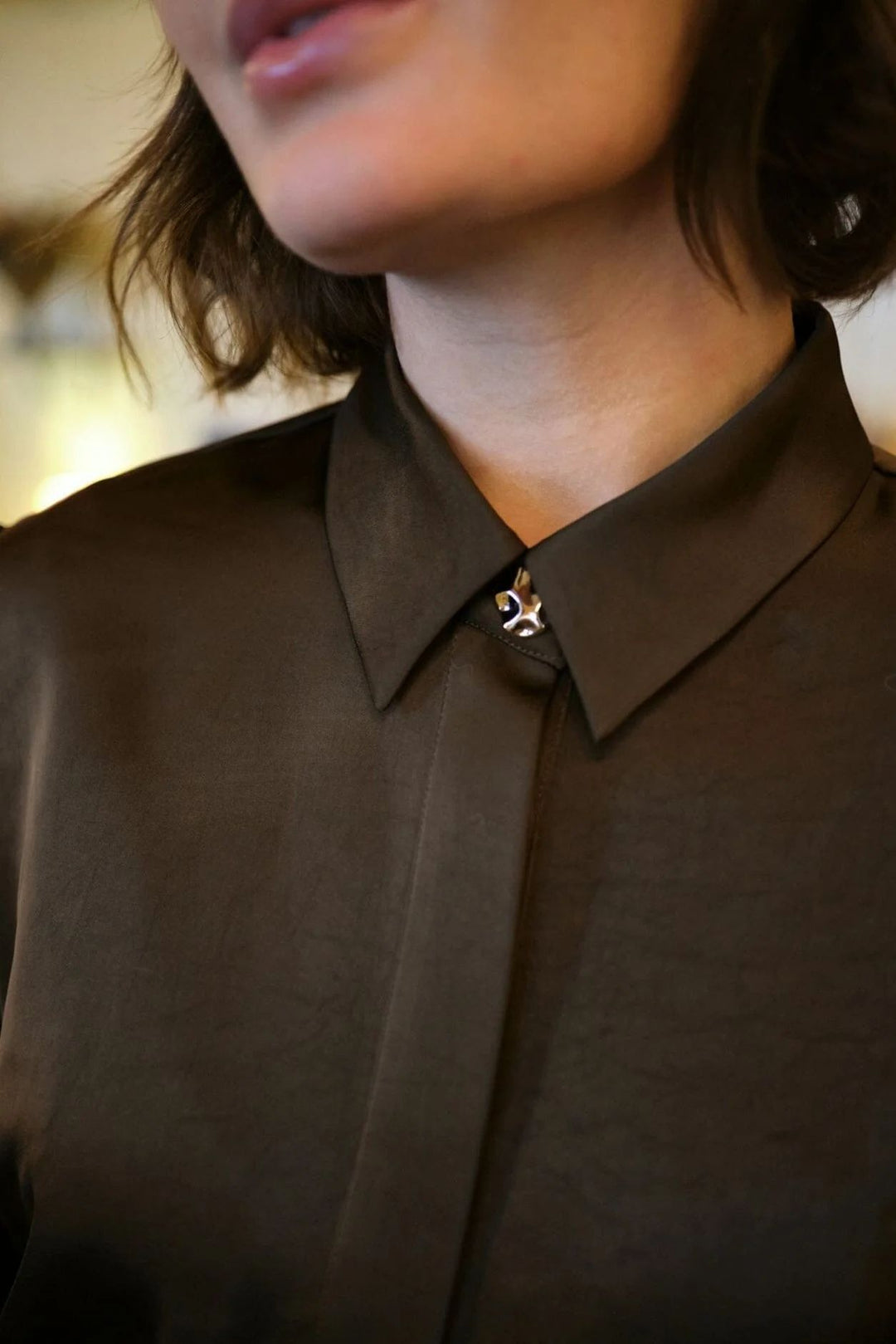 NEO NOIR Fransala Heavy Sateen Shirt Dark Brown