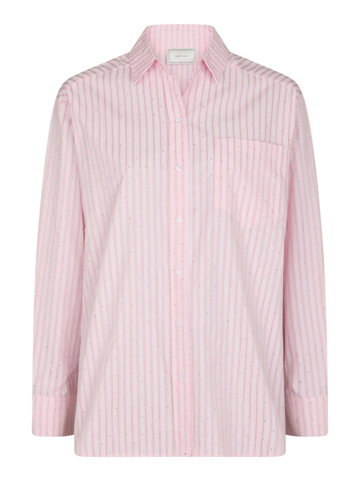 NEO NOIR Dalma Soft Stripe Stone Shirt Pink
