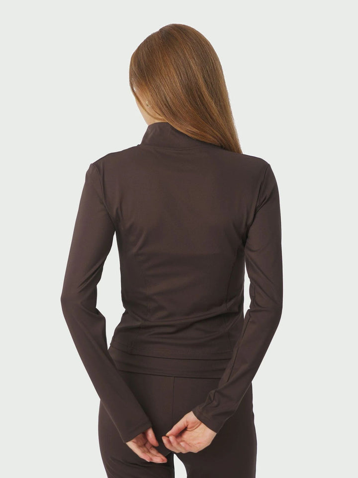 NEO NOIR Nolana Zip Blouse Chocolate Brown