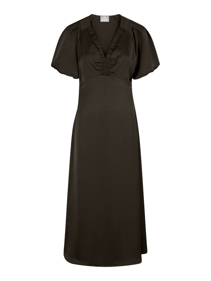 NEO NOIR Illana Heavy Sateen Dress Dark Brown