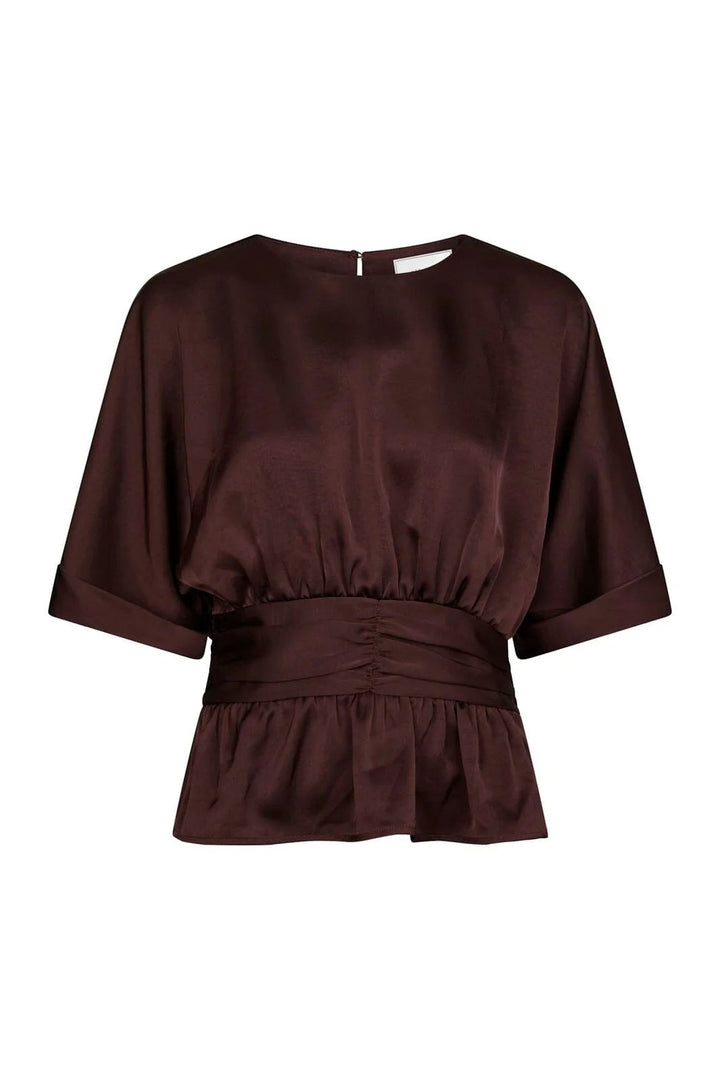NEO NOIR Annegret Heavy Sateen Blouse Burgundy