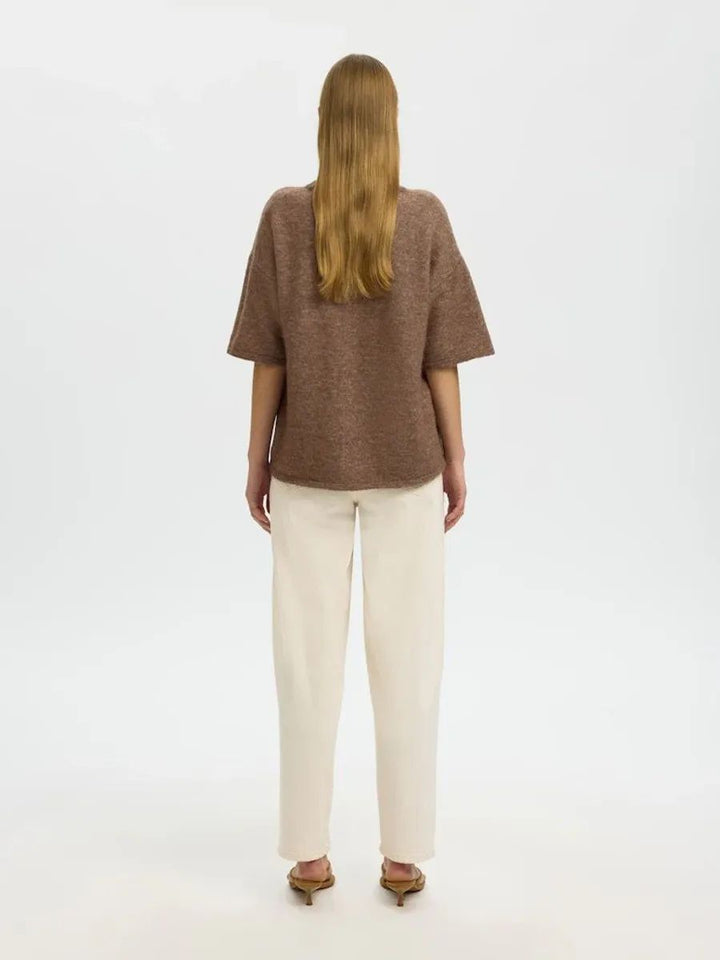 SELECTED Lulu 2/4 Knit O-neck Noos Knit Chocolate Chip