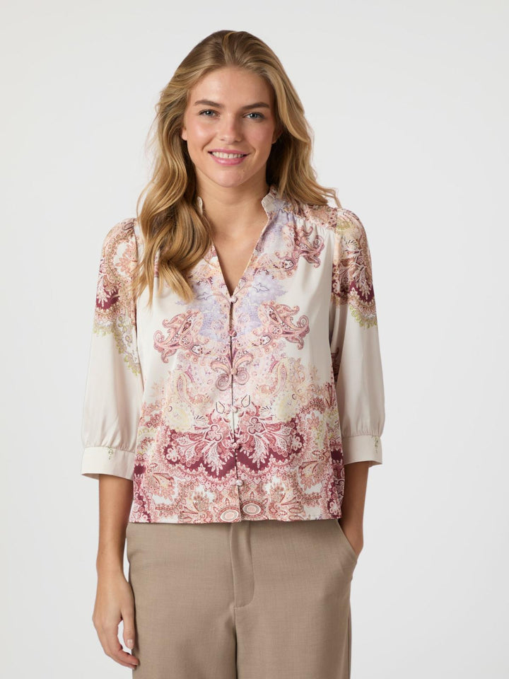 NEO NOIR Roselle Artist Paisley Blouse Ivory