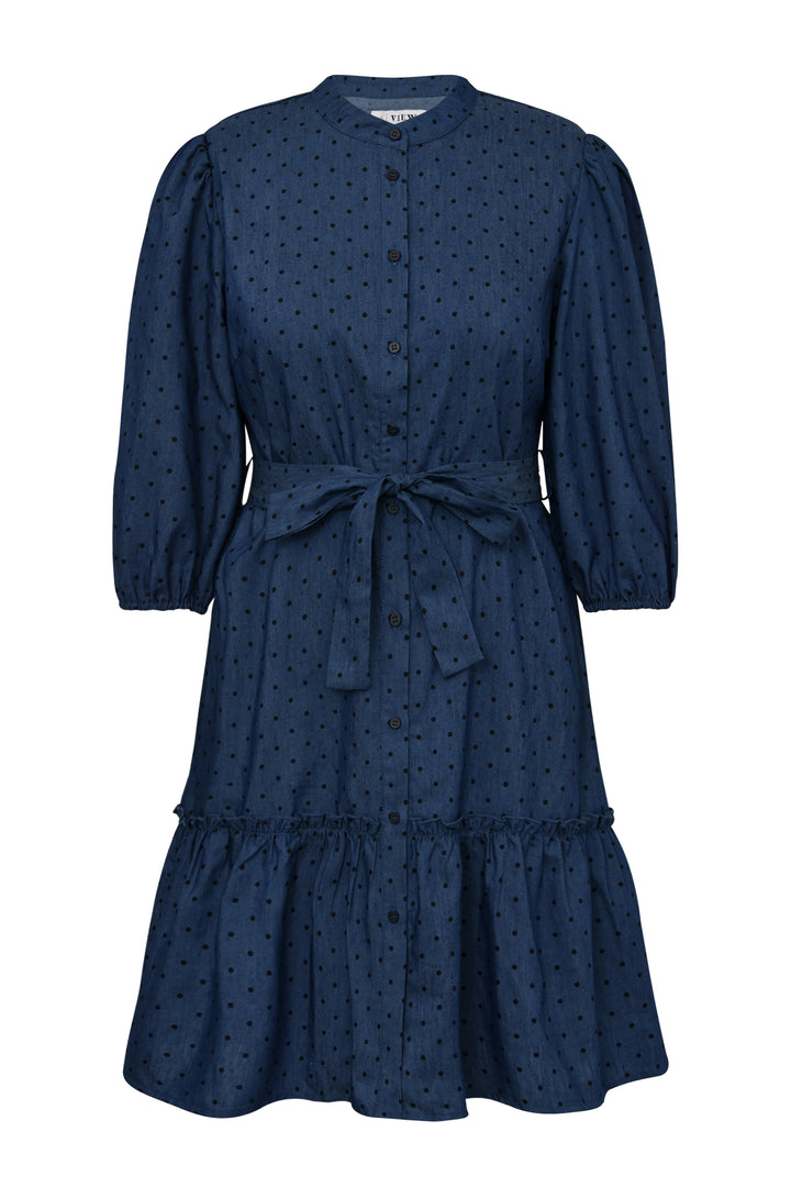 A-VIEW Kate Dot Dress Denim/Print
