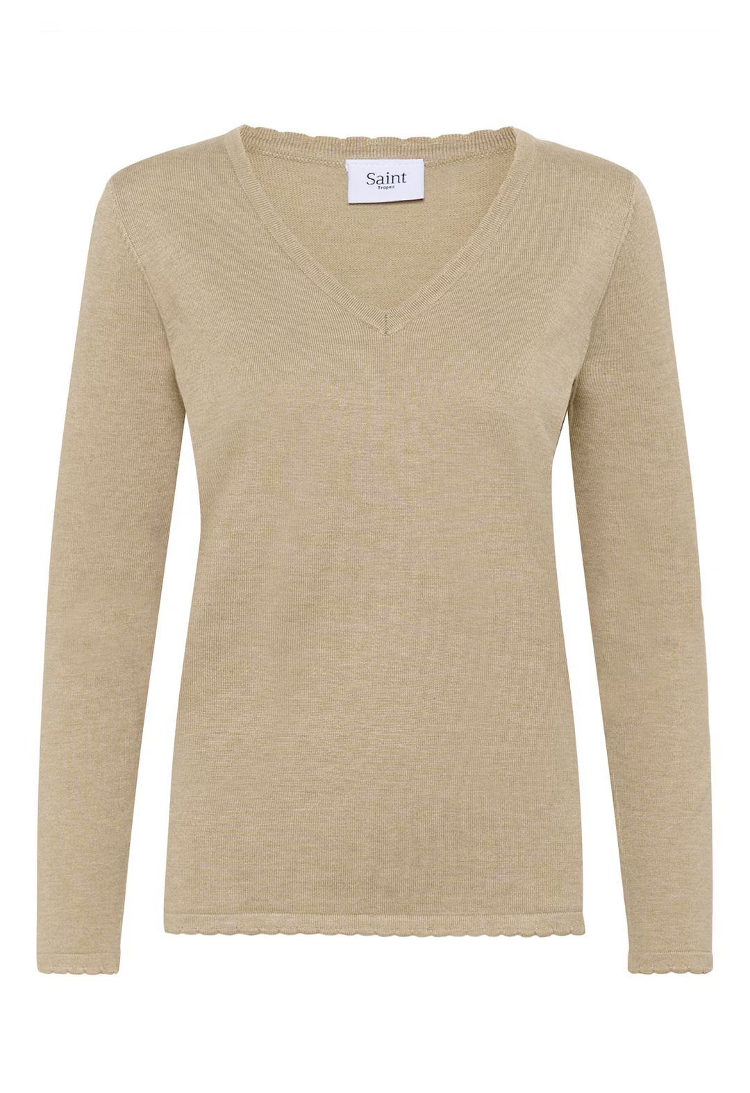 SAINT TROPEZ MilaSZ LS V-Neck Plaza Taupe Melange