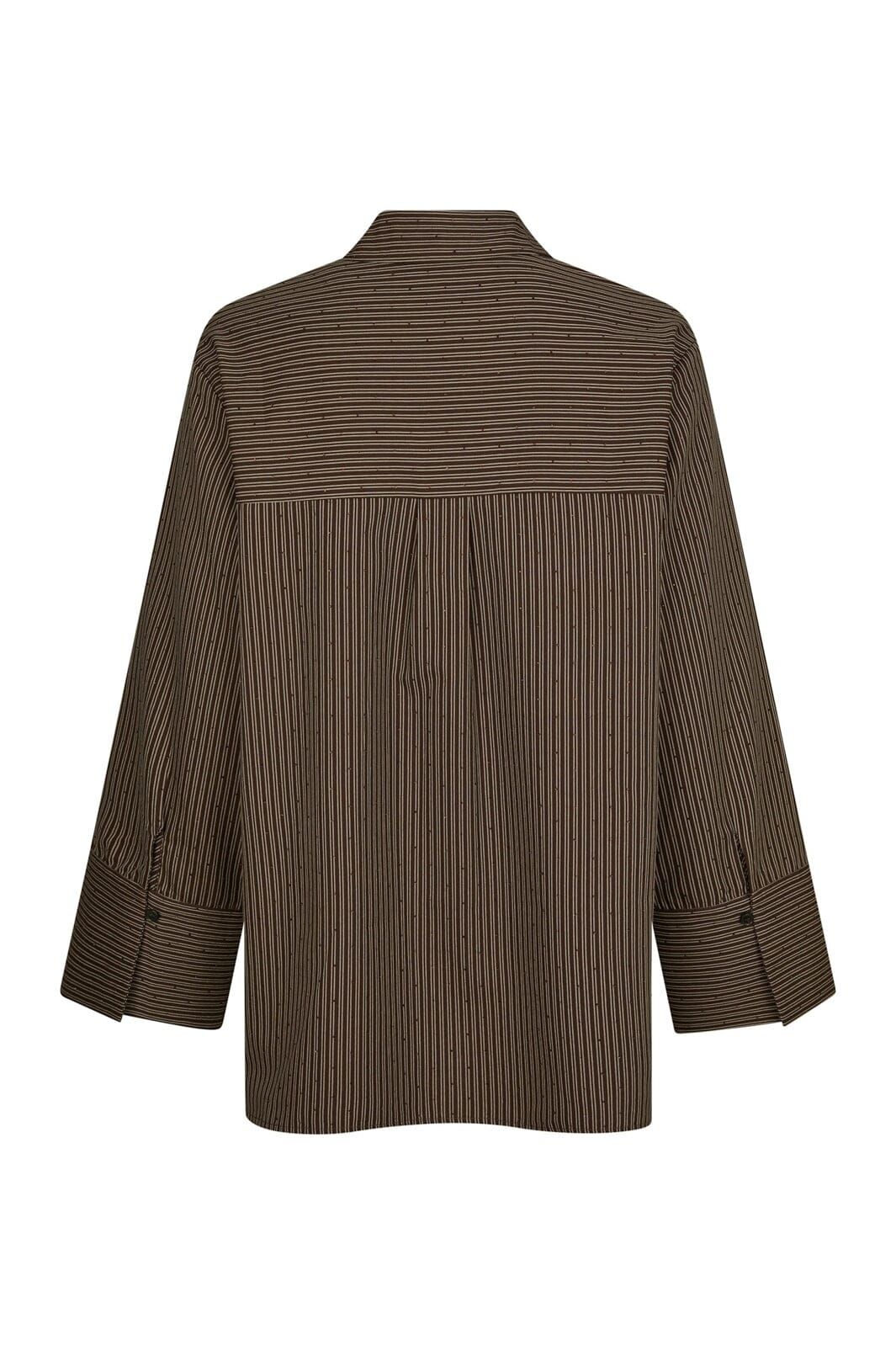 NEO NOIR Dita Striped Line Shirt Dark Brown