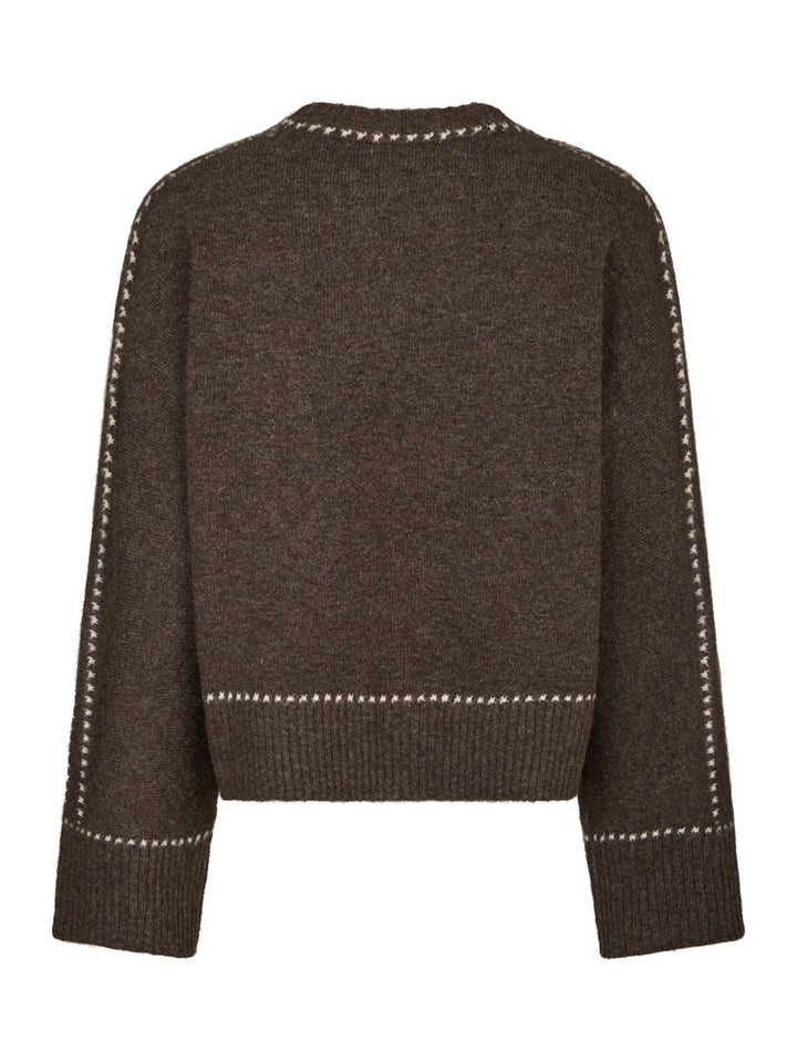 NEO NOIR Roeme Knit Stitch Blouse Brown Melange