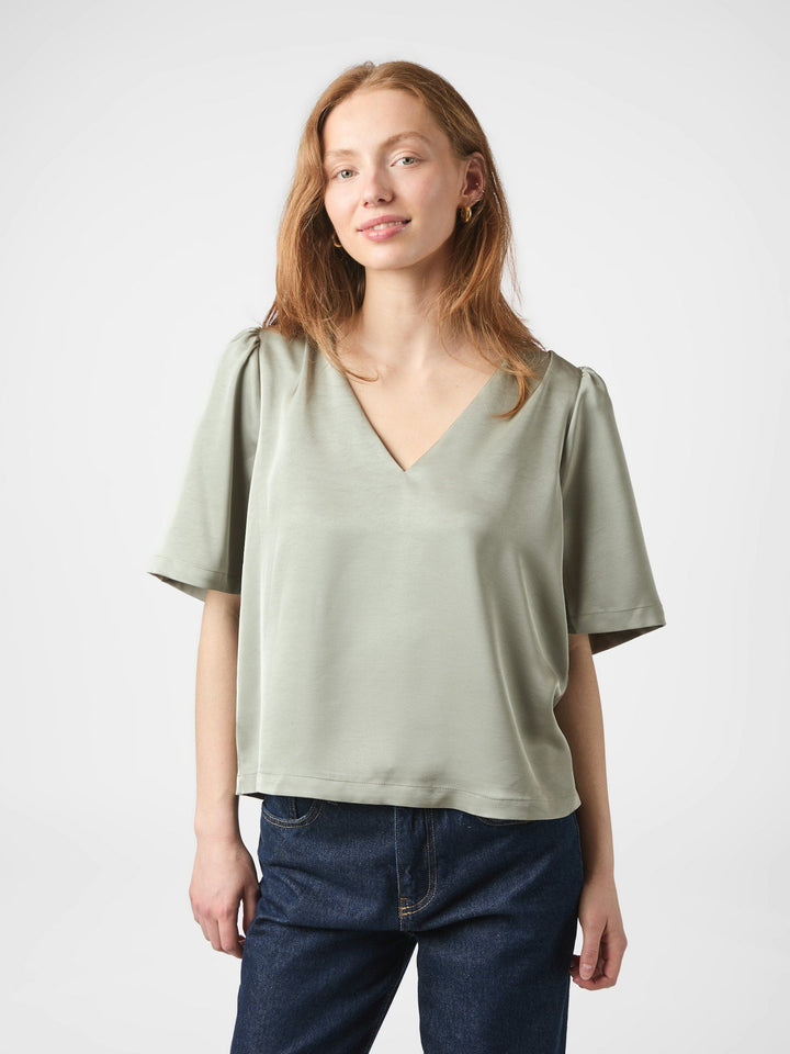 NEO NOIR Largo Heavy Saten Blouse Smoke Green
