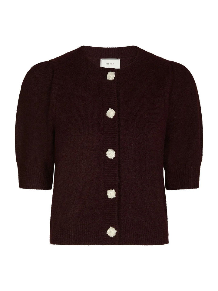 NEO NOIR Trudy Deco Knit Cardigan Wine