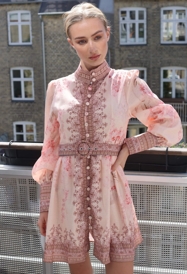 SHORT DRESS Digital Print Rose/Brown