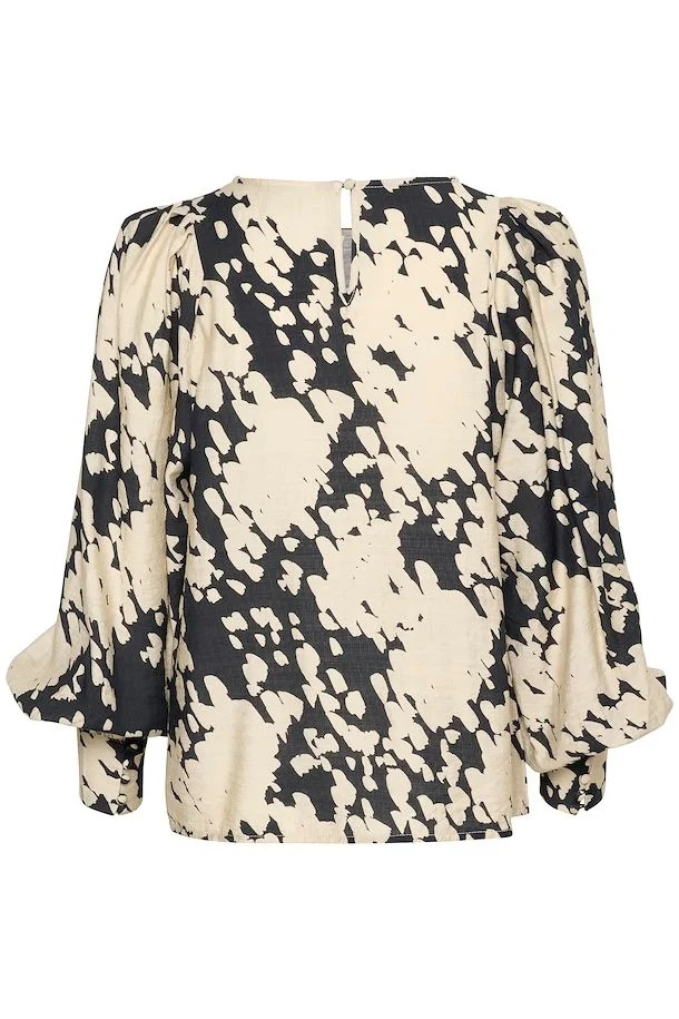 KAFFE KAlouise Blouse Black/Sand Graphic