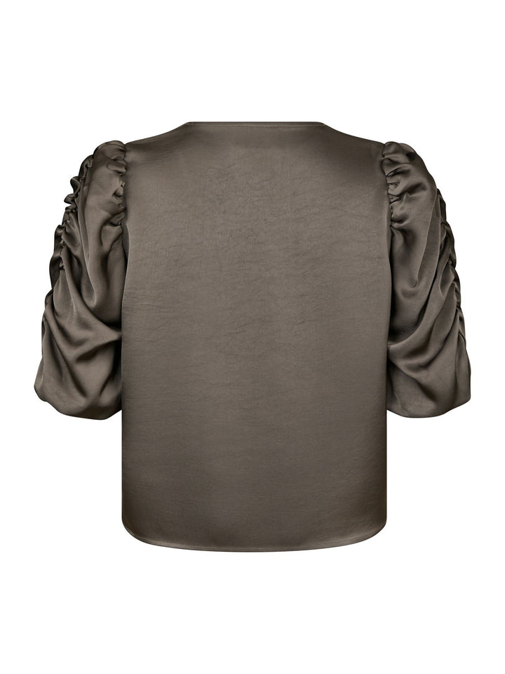 NEO NOIR Elba Heavy Sateen Blouse Warm Grey