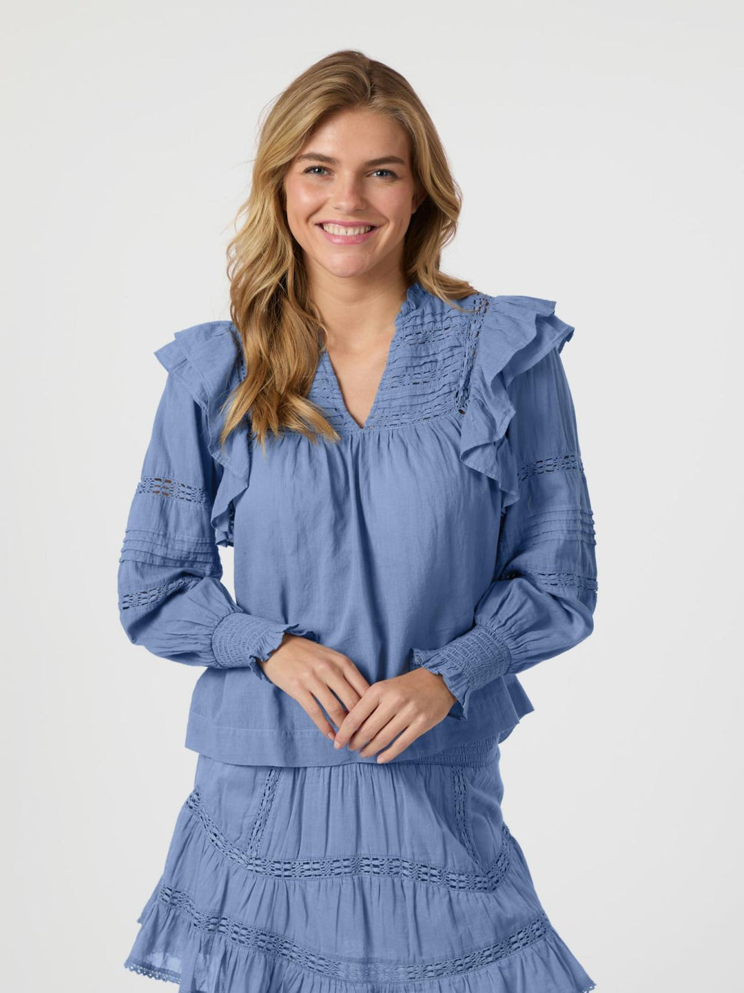 NEO NOIR Mauri S Voile Blouse Smoke Blue