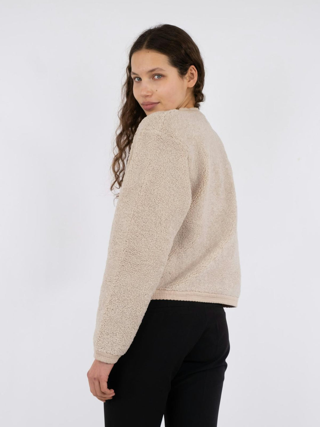 NEO NOIR Limo Fluffy Knit Cardigan Sand