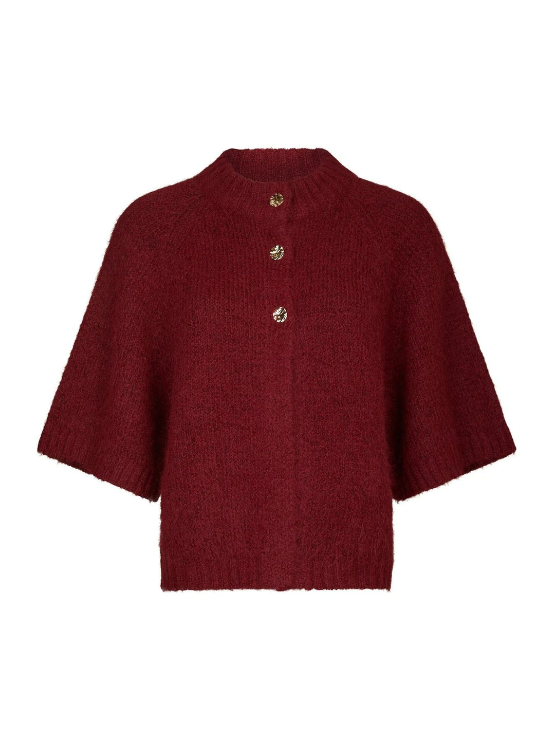 NEO NOIR Benuta Fluffy Knit Cardigan Dark Red