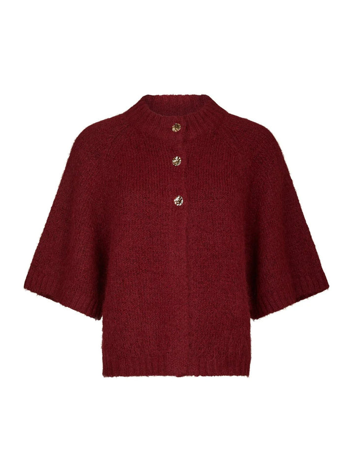 NEO NOIR Benuta Fluffy Knit Cardigan Dark Red