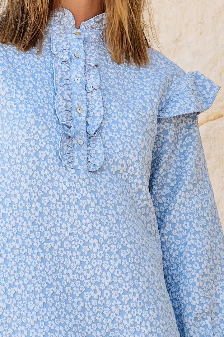 NOELLA Reno Ruby Ruffle Dress Light Blue