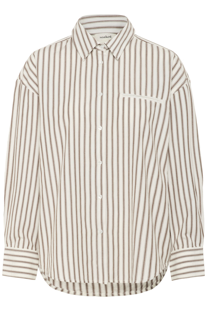 SOAKED IN LUXURY SLMunevo Regular Shirt Brown And White Stripe