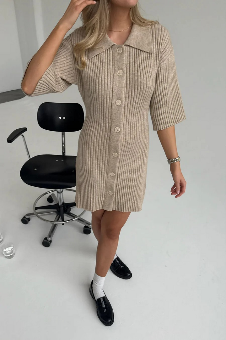 BYIC OliviaIC Knit Dress Ribbed Beige