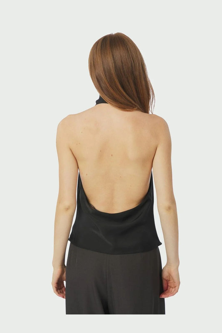 NEO NOIR Sania Heavy Satin Top Black