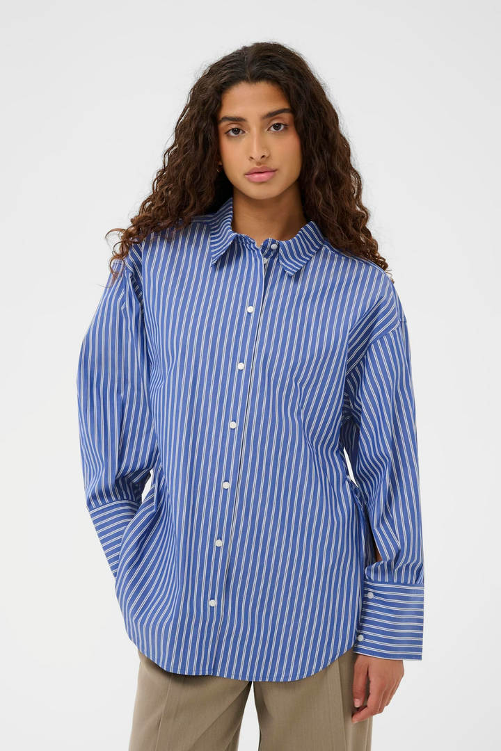 SOAKED IN LUXURY SLCalken shirt LS Nouvean navy stripe