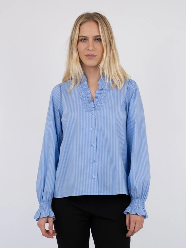 NEO NOIR Brielle Stripe Shirt Light Blue