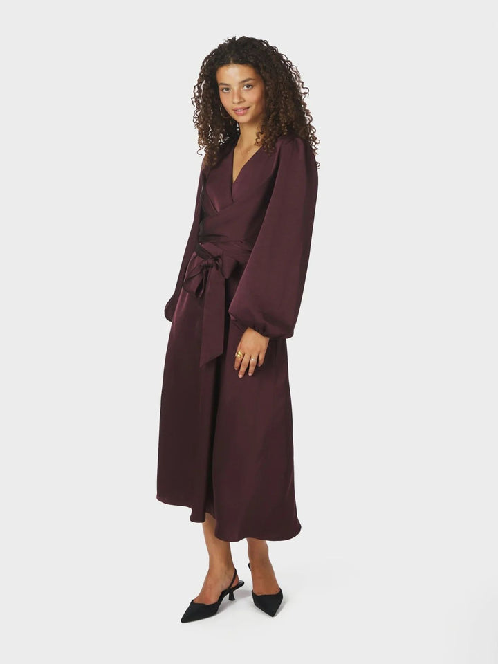 NEO NOIR Rimini Heavy Sateen Dress Burgundy