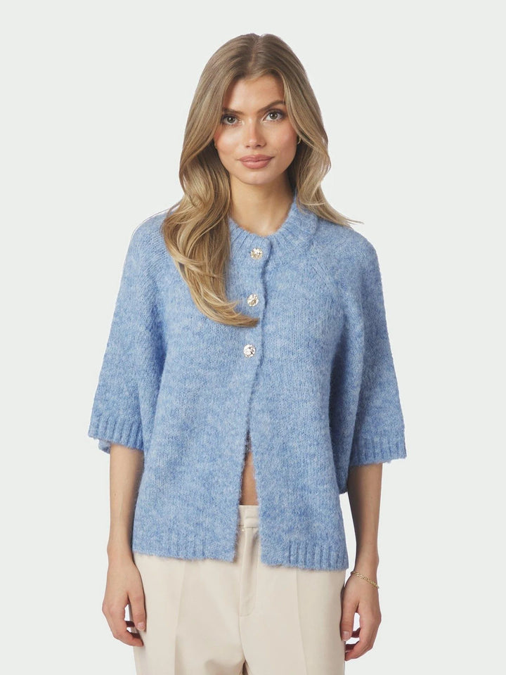 NEO NOIR Benuta Fluffy Knit Cardigan Dusty Blue