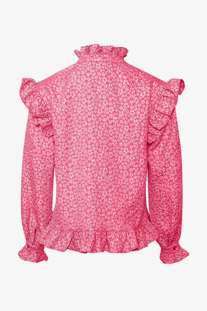 NOELLA Reno Ruby Ruffle Blouse Bright Pink