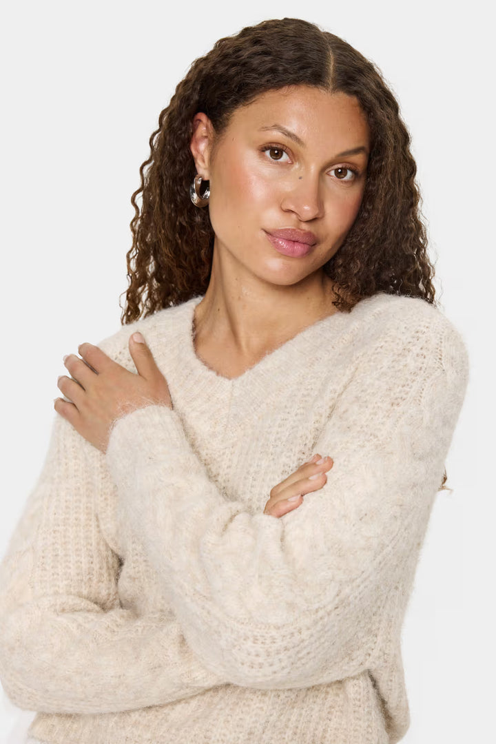 SAINT TROPEZ MandaSZ Pullover Brown Rice Melange
