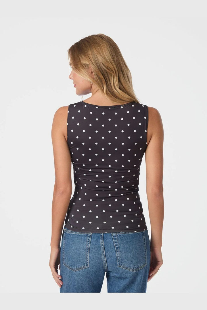 NEO NOIR Ditty Jersey Dot Top Black