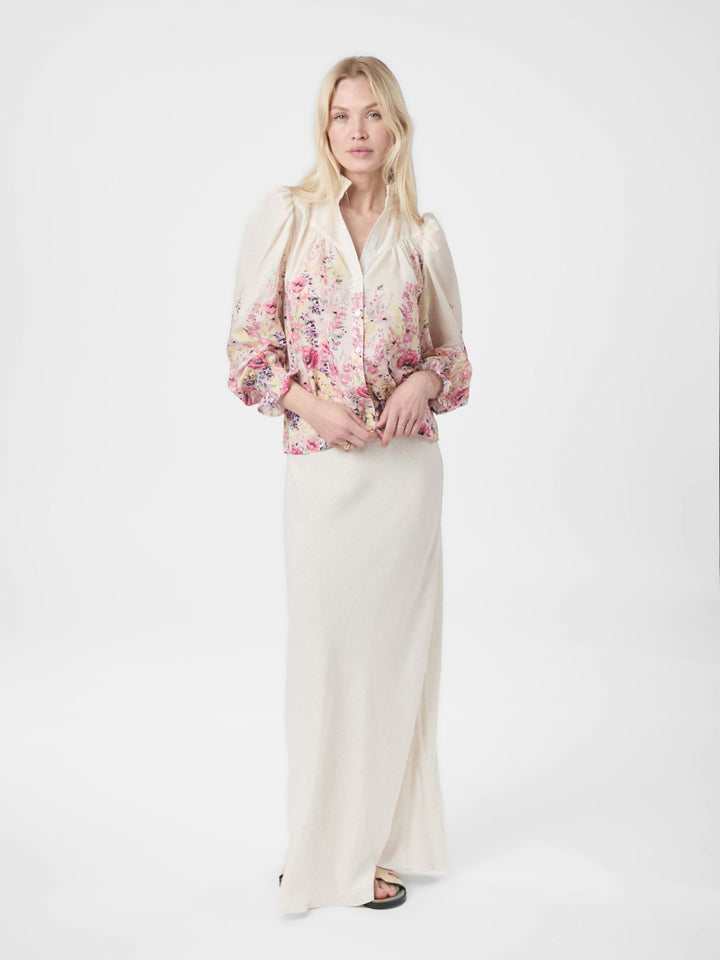 NEO NOIR Calloma Flower Print Blouse Ivory