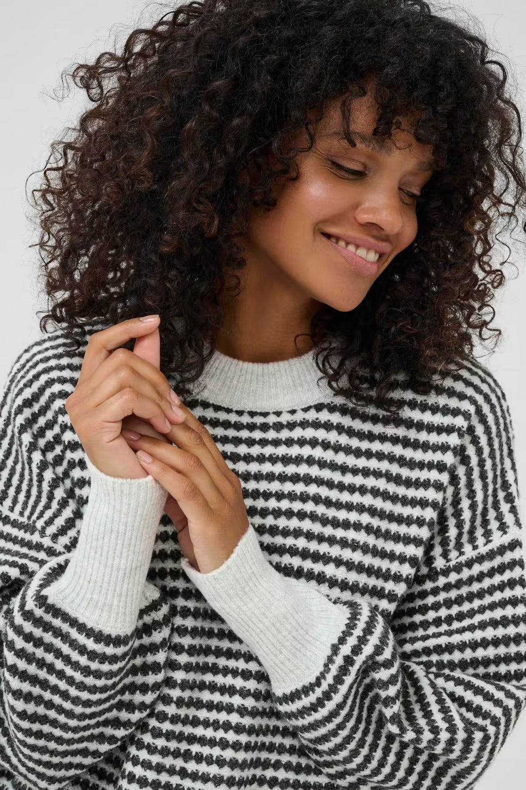 KAFFE KAellery Knit Pullover Light GreyM./Black Structure