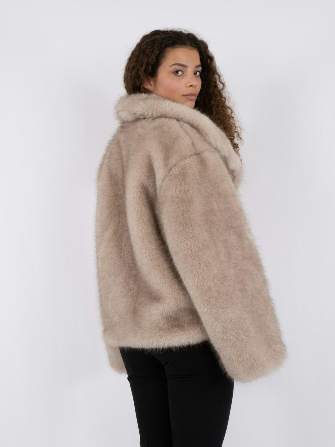 NEO NOIR Stephanie Faux Fur Jacket Beige