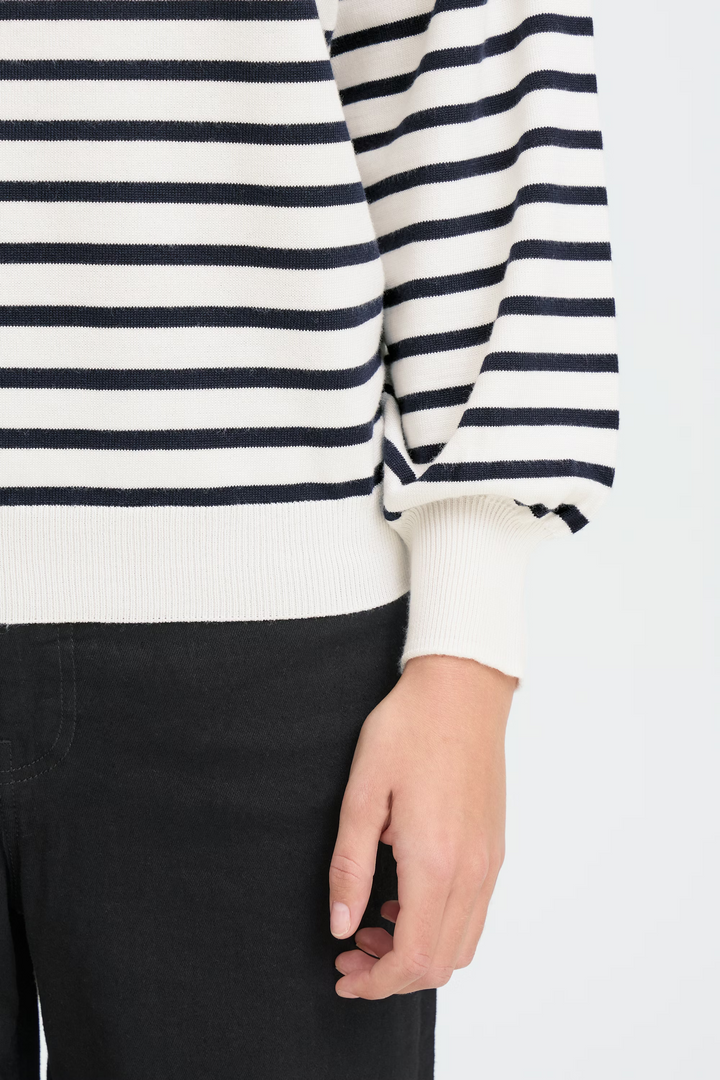 ICHI IHluls Boat Neck LS Solid+White Te Stripe