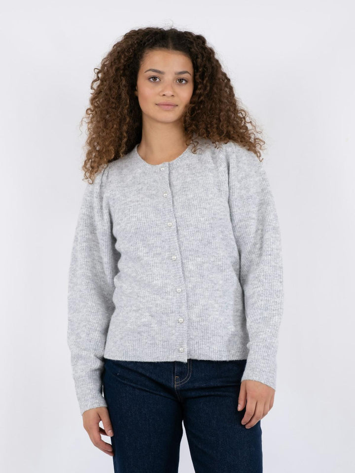 NEO NOIR Nuna Knit Cardigan Light Grey Melange