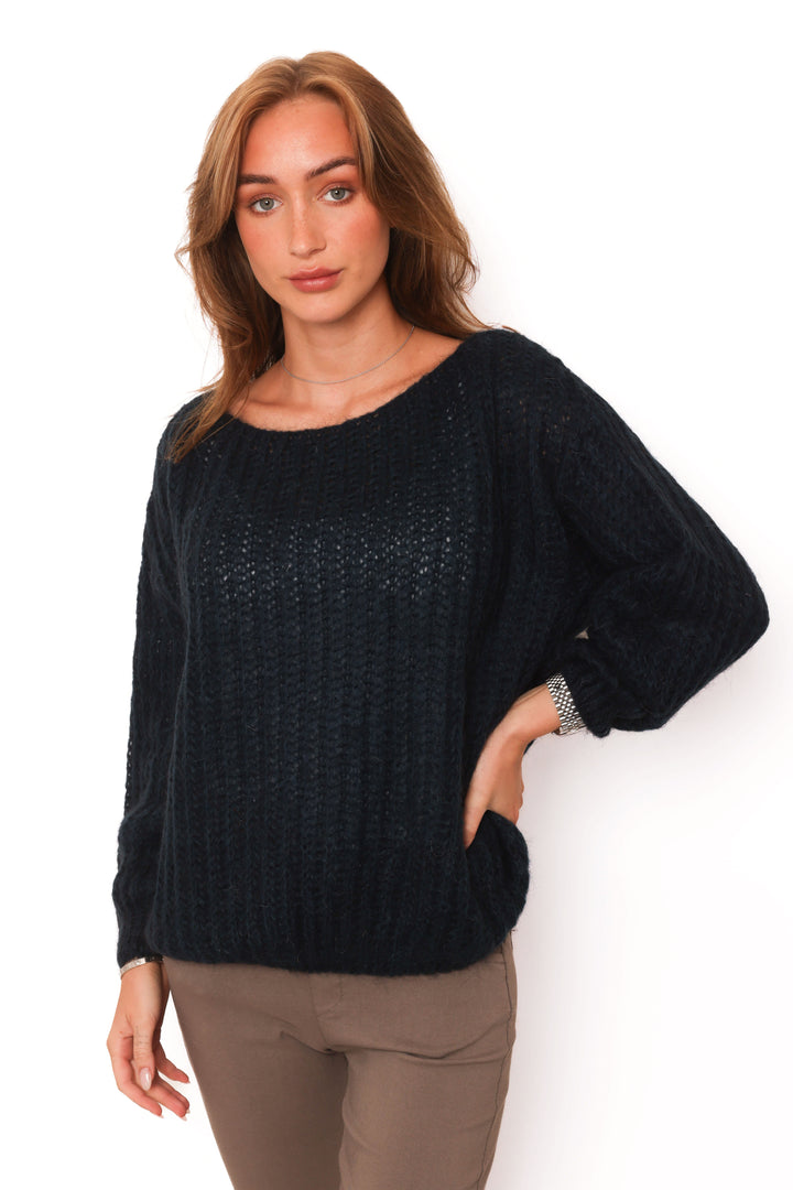 COPENHAGEN LUXE Elegant Knit With Mohair Navy Dark