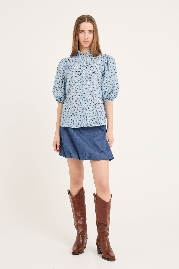 A-VIEW Tiffany Short Sleeve Shirt Blue/Navy