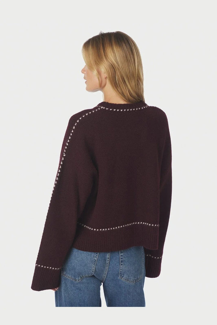 NEO NOIR Roeme Knit Stitch Blouse Wine