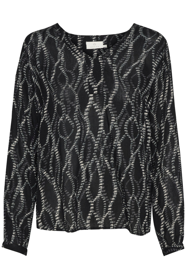 KAFFE KAamber Blouse LS Printed Black/Grey Graphic Simili