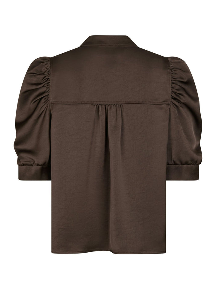NEO NOIR Roella Heavy Sateen Blouse Dark Brown