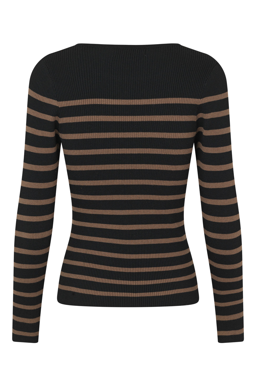 A-VIEW Lana Rib Stripe Blouse Black/Brown