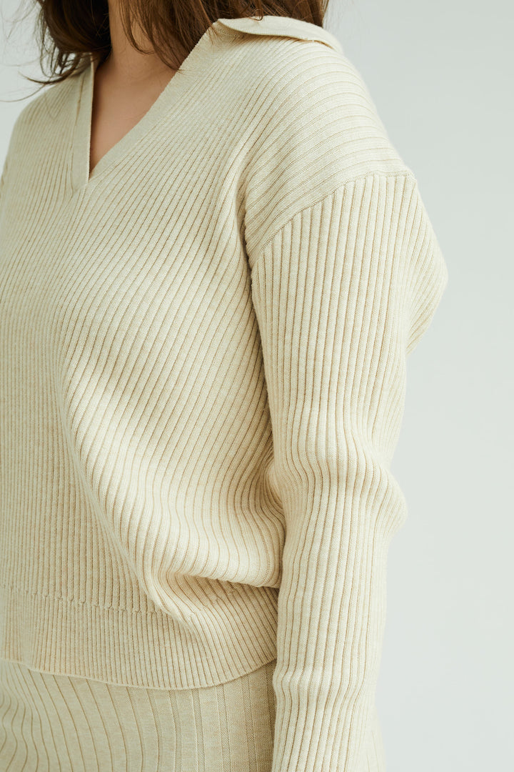 A-VIEW Freja Knit Blouse Light Sand