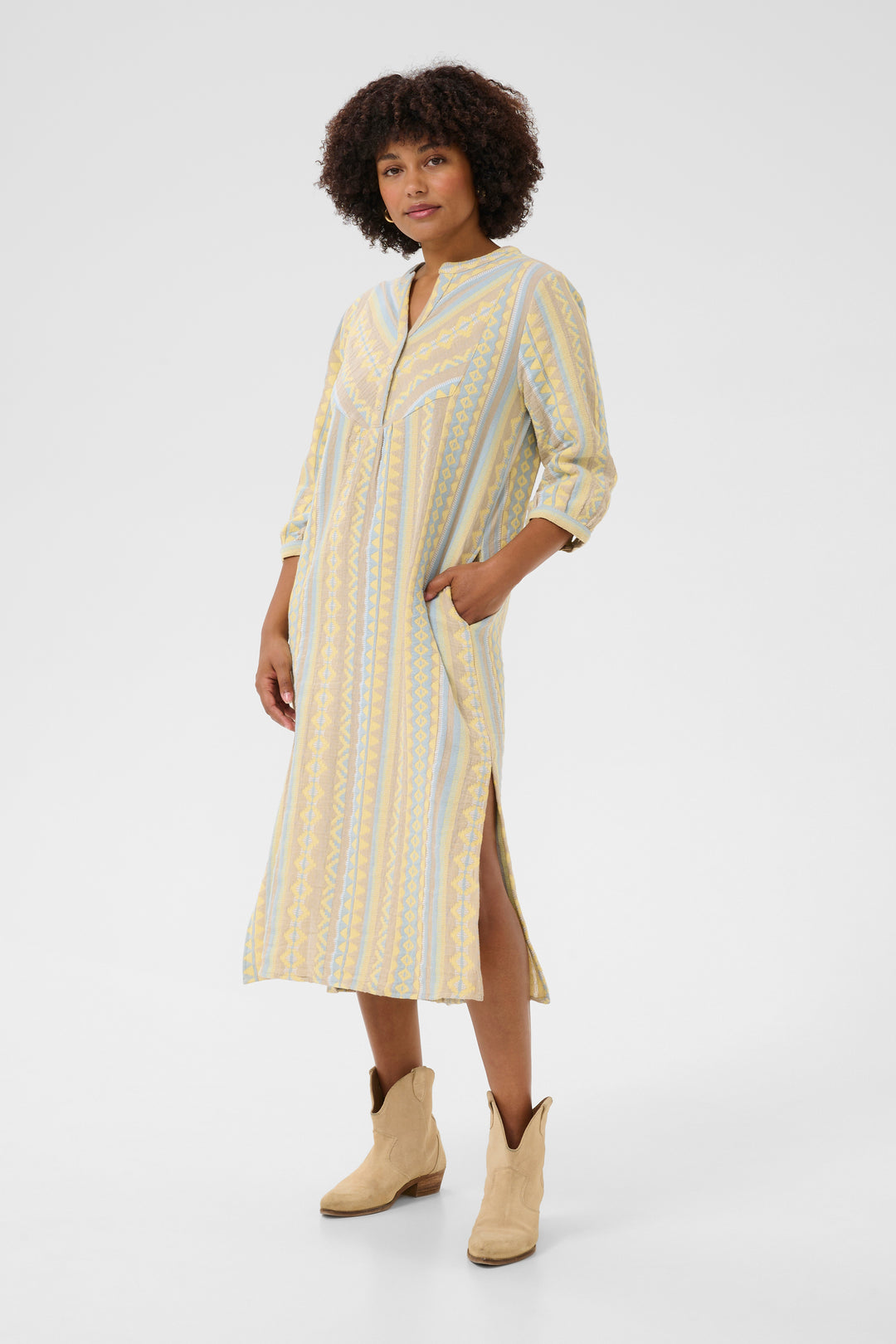 CREAM CRSola Caftan Dress Truffet Jaquard