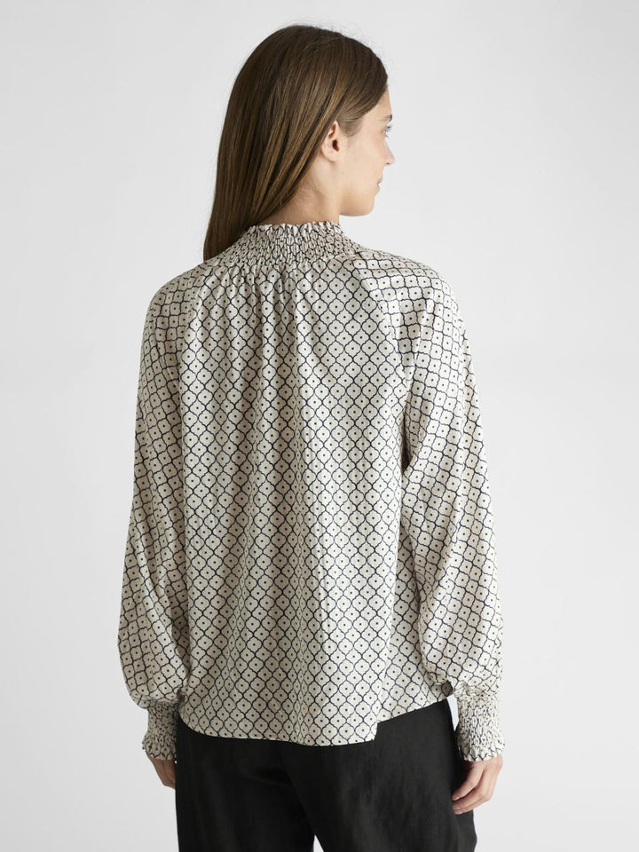 NEO NOIR Stone Moroccan Tile Blouse Ivory